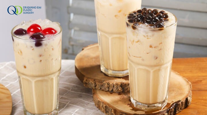 Nâng ngực uống trà sữa được không