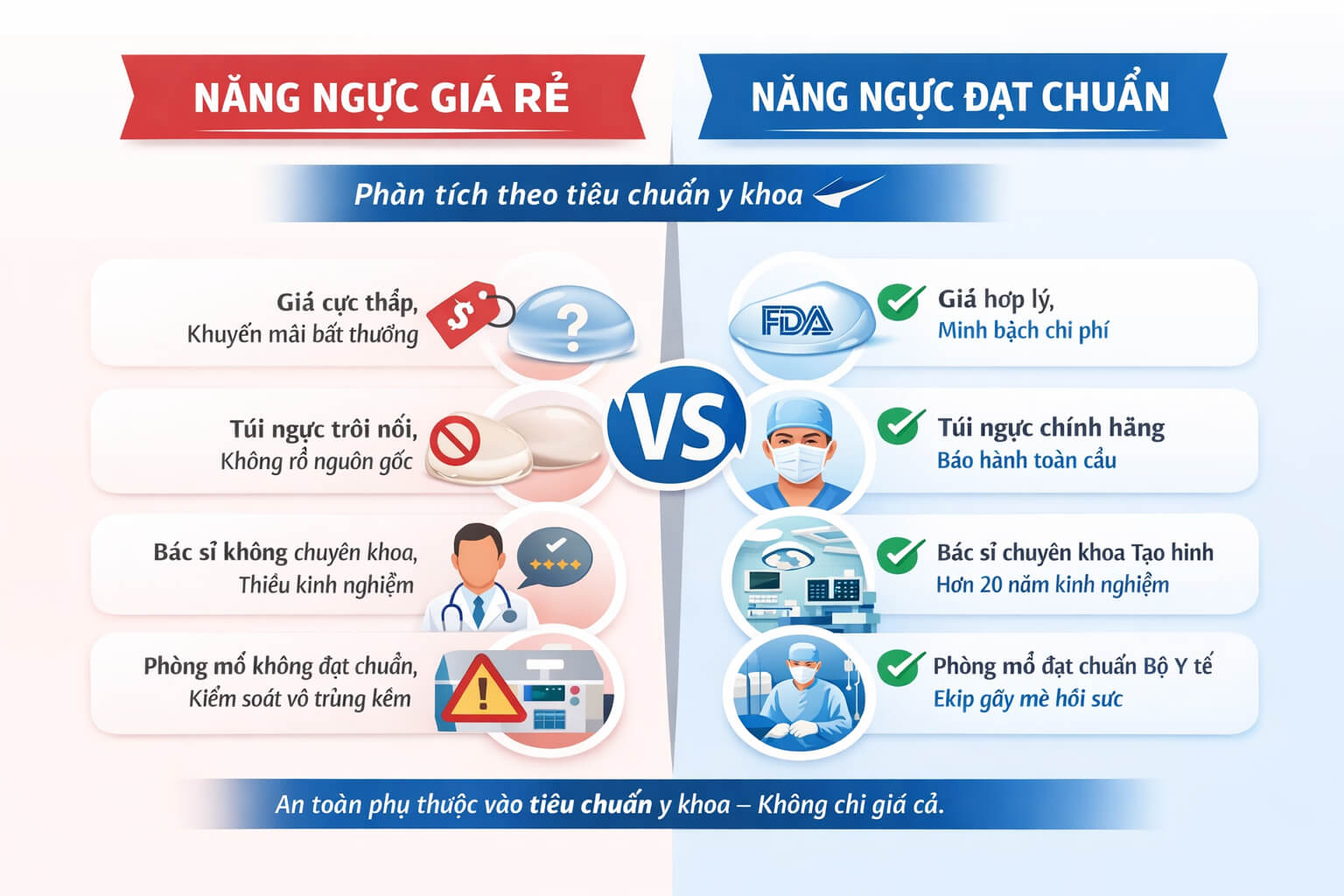 Nâng ngực giá rẻ có an toàn không - phân tích yếu tố an toàn phẫu thuật